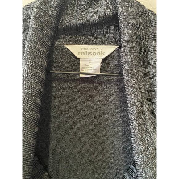 Exclusively Misook Solid Dark Gray Knit Sweater Blazer Hook Eye Women’s Size L - Picture 2 of 6